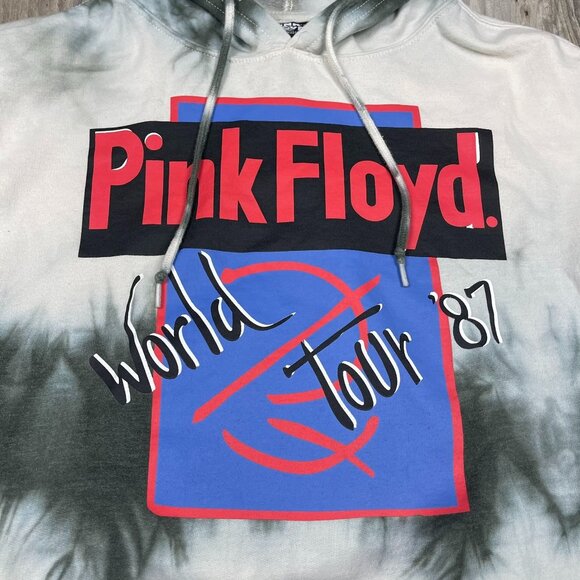 Pink Floyd Officially Licensed Hoodie Medium Gray Tie Dye 87 World Tour - Picture 3 of 7